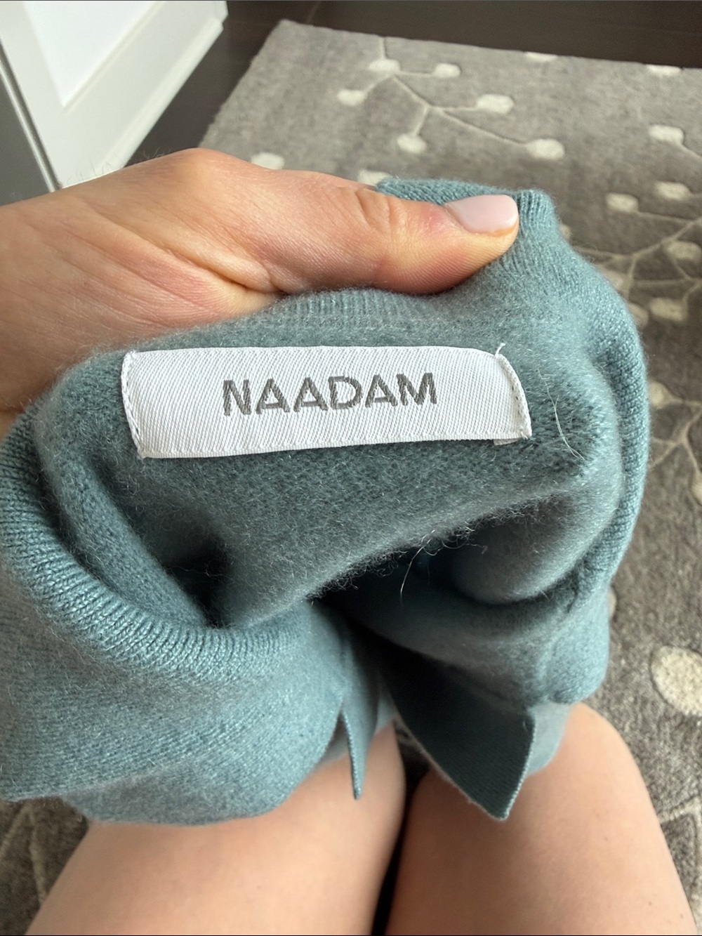 NAADAM Long Sleeve V Neck Polo Sweater, Small - Picture 8 of 8